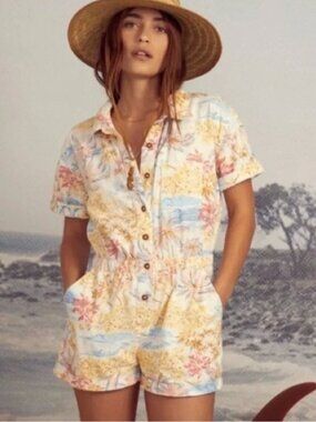 Wrangler x Billabong Floral Denim Romper Medium